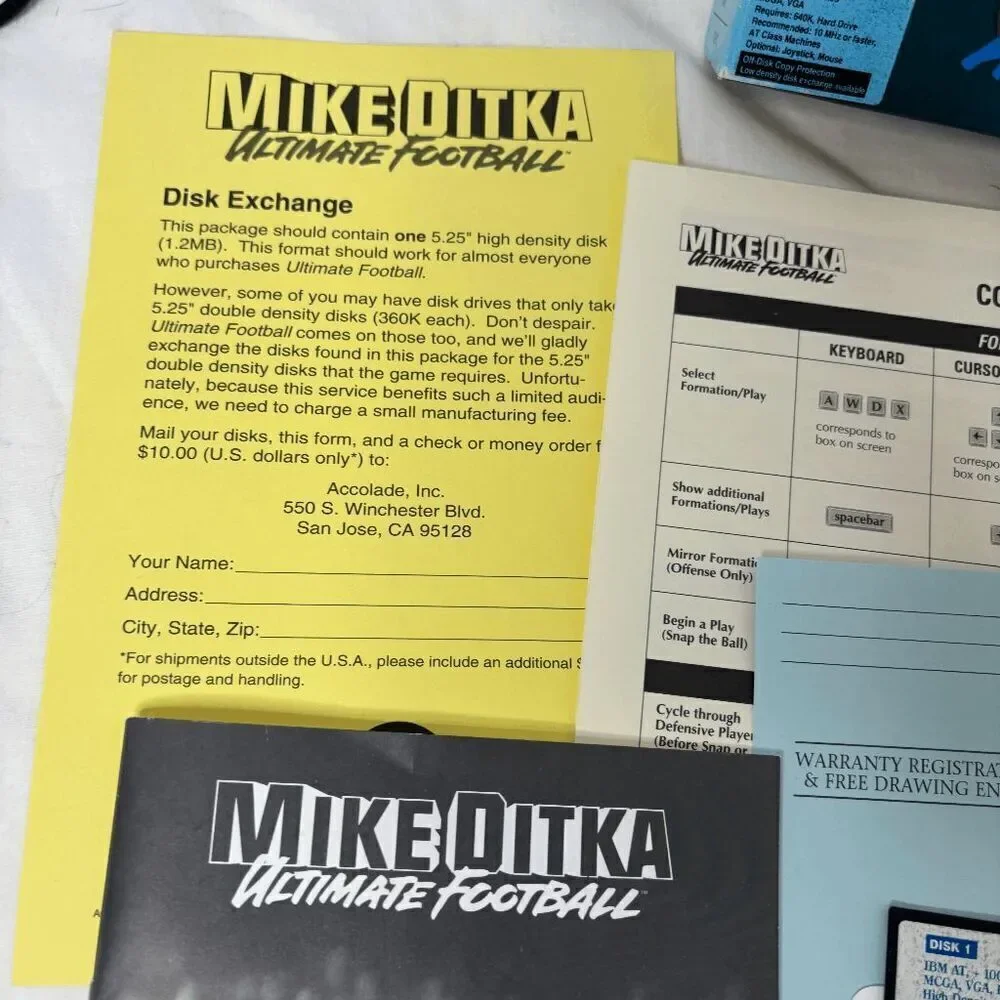 Mike Ditka Ultimate Football - Vintage IBM‎ AT PC Complete - 5 1/4